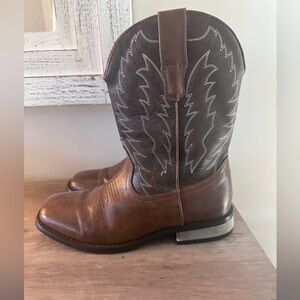 Brown Faux Leather Cowboy Boots